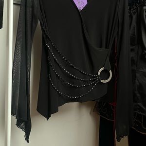1990s goth whimsical sheer wrap top
